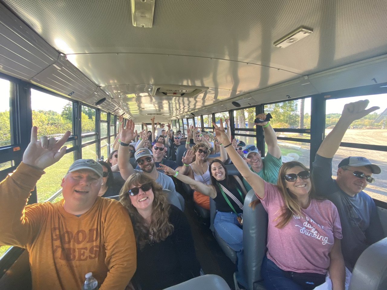 The shuttle bus to the Brewfest, full of guests